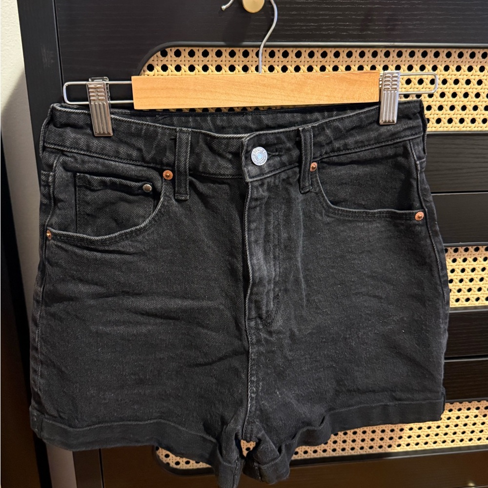 Black High-Rise Denim Shorts - &Denim